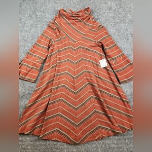 Free People New Romantics Swing Dress Womens XS Orange Striped Boho Aztec NWT